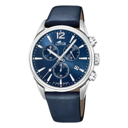 LOTUS CHRONO BLUE LEATHER STRAP WATCH, MEN'S