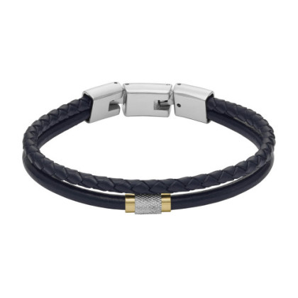 PULSERA MULTIHEBRA ALL STACKED UP DE PIEL EN TONO AZUL MARINO