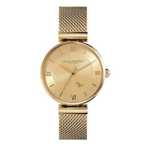 RELOJ MINIMA BEE T-BAR DE MALLA DORADA