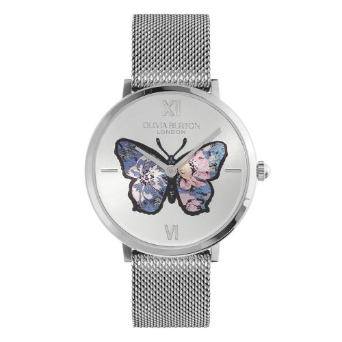 ULTRA-THIN 35 MM BUTTERFLY SILVER MESH WATCH