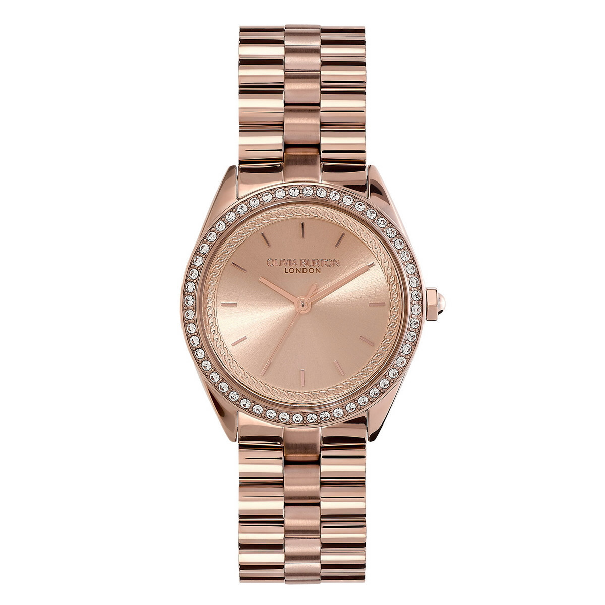 RELOJ CON PULSERA DE ORO ROSA CON JOYAS DE 34 MM