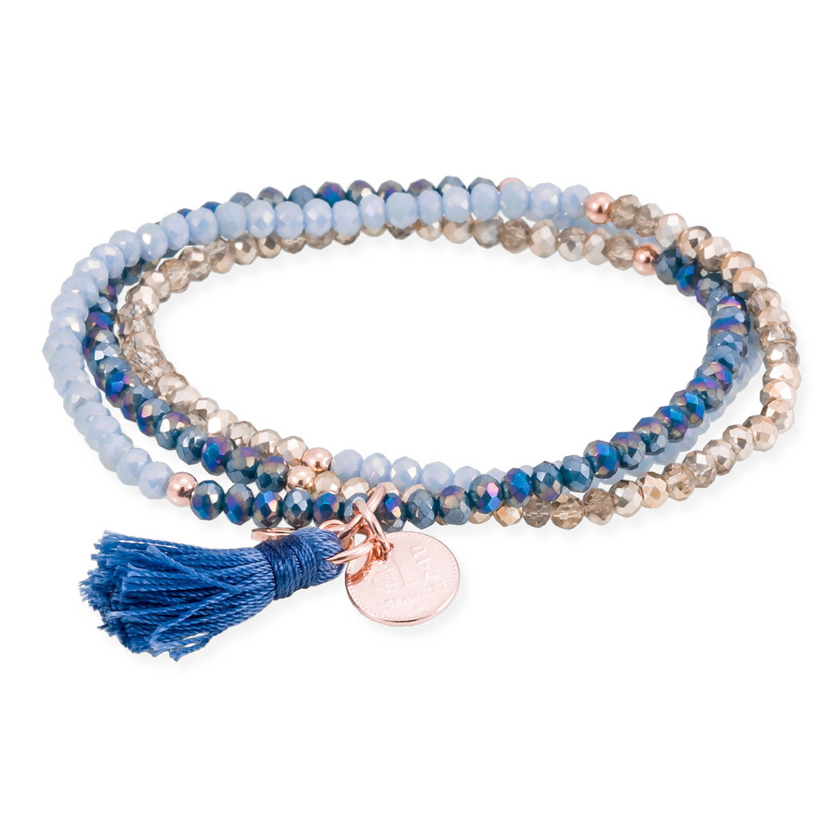 PULSERA ZEN AZUL EN PLATA ROSA