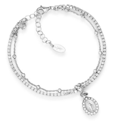 PULSERA DE PLATA DE LEY MIRACOLOSA CIRCONITA BLANCA RODIO